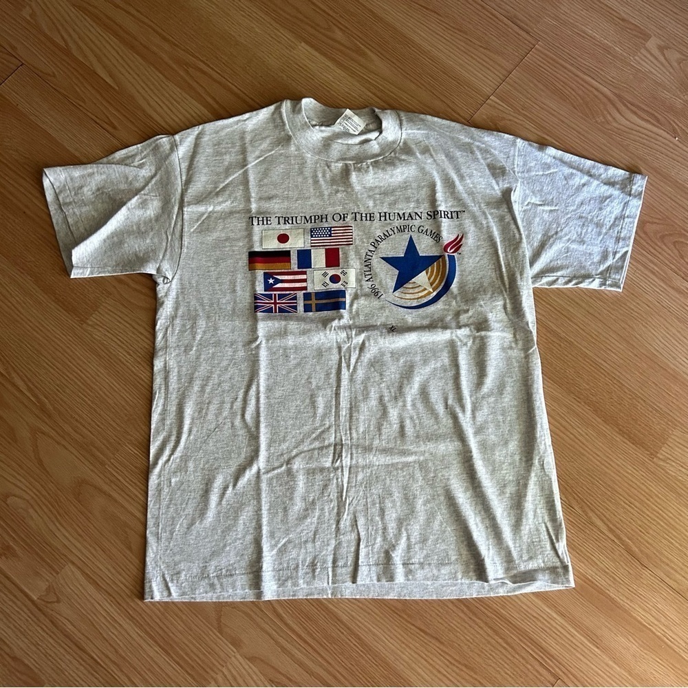 Vintage 1996 Atlanta Paralympic Games Gray Graphic Tee XL